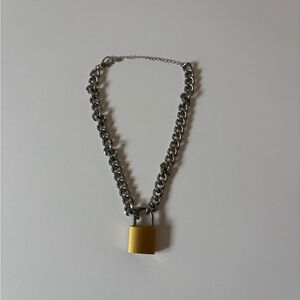 Silver Chain Link Padlock Necklace
